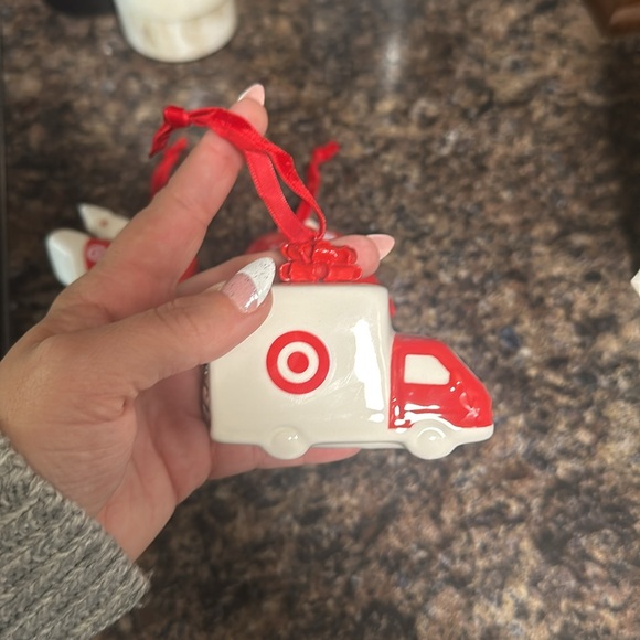 NWOT Set of 3 ceramic Target themed ornaments - Picture 2 of 4